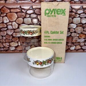 VINTAGE PYREX STACK N SEE, SPICE O LIFE CANISTER SET, MODEL 7064-8